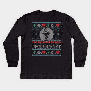 Pharmacy Student Pharmacist Ugly Christmas Xmas Kids Long Sleeve T-Shirt